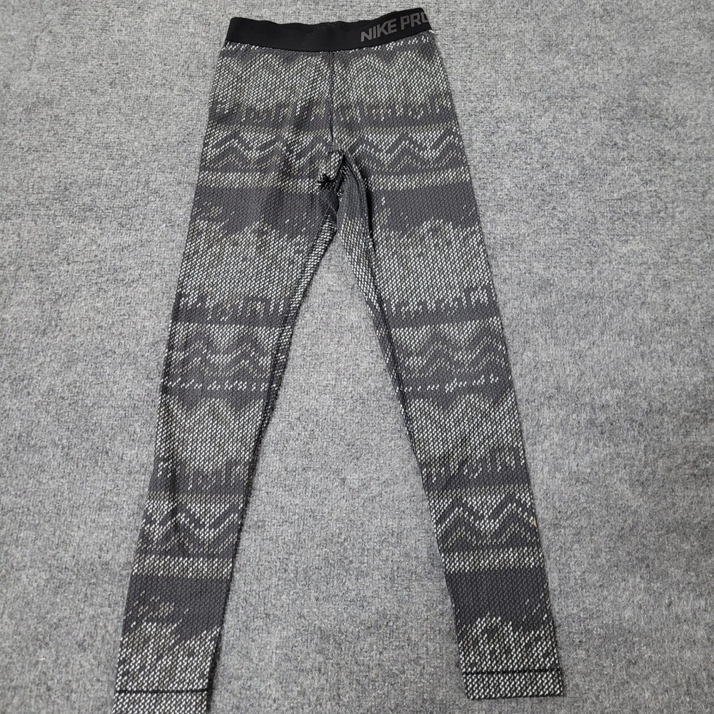 Nike Leggings Womens Size S Gray Black Geometric Dri-Fit Athletic Compression